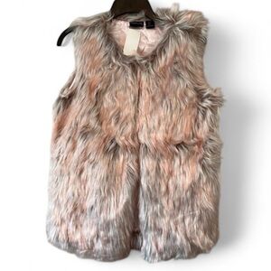 Rachel Zoe Faux pink and white Fur Vest small and medium